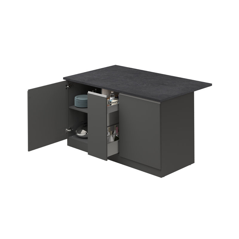 Rafie Wood Kitchen Island, Grey, Grey