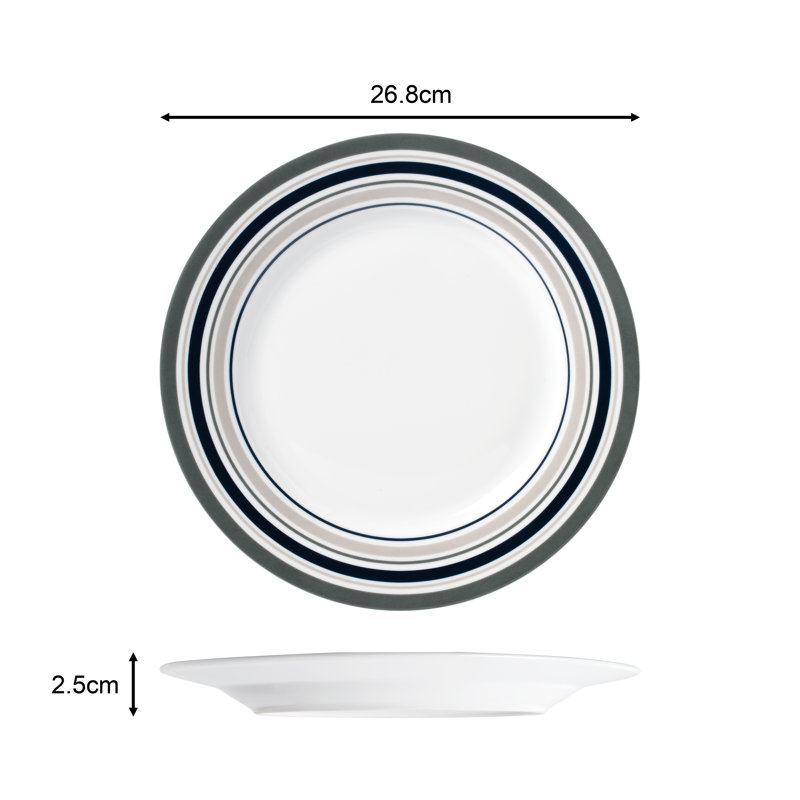 Waterside 24pc Brompton Grey Striped Porcelain Dinner Set