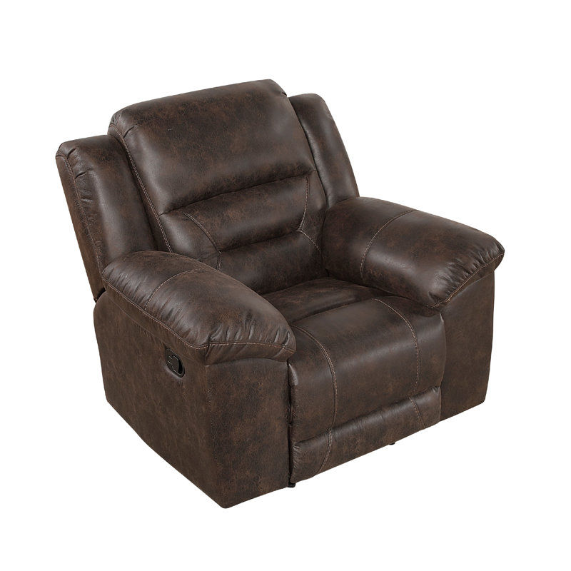 Henry Manual Rocker Recliner Chair In Pillow Tufted Microfiber, Brown