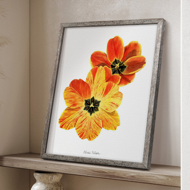 «Olive's Tulips II», reproduction encadrée - bois massif