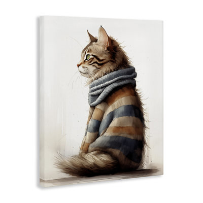 Chat dans un chandail rayé, art mural par Sasha