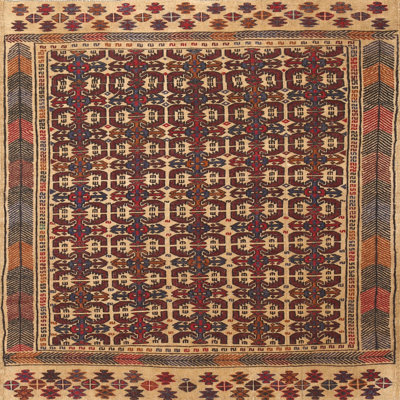 Tapis traditionnel brun / beige / rouge