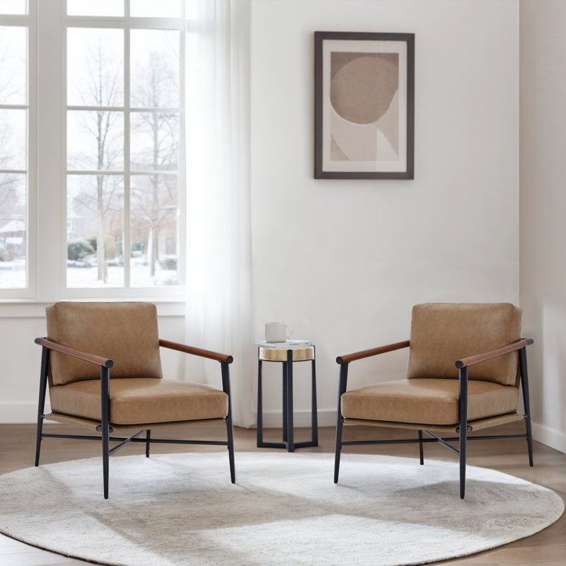 Fauteuil Bleechington, Similicuir brun sellette