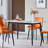 Large Rectangular Table with Strong Metal Base Modern Stone Dining Table For Kitchen 1.6m