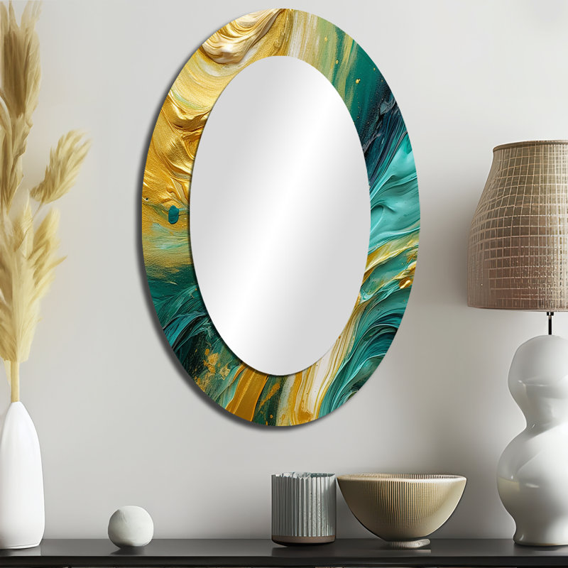 Miroir mural ovale doré doré, 36 po x 24 po
