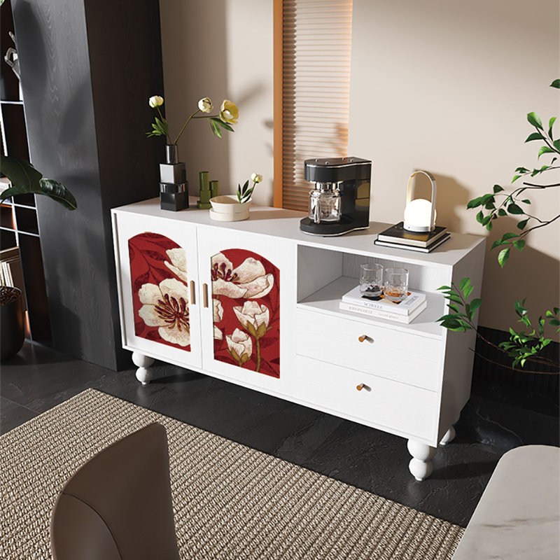 Buffet 59,1 po, Blanc/rouge