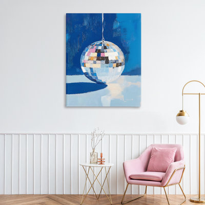 Toile argentée avec boule disco, design par The Prints Vibe