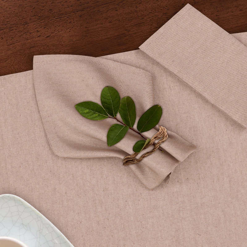 Poly Cotton Square Cloth Napkins Chambray Fabric, Dark Pink