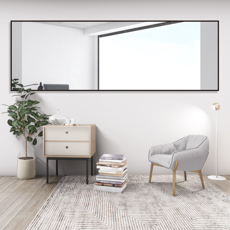 Metal Rectangle Mirror, Black, 71" x 24"