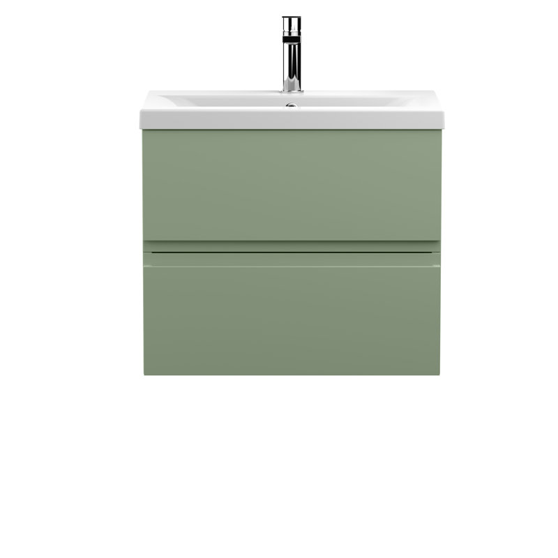 Caillen Single Bathroom Vanity with Integrated Vitreous China Basin, Green