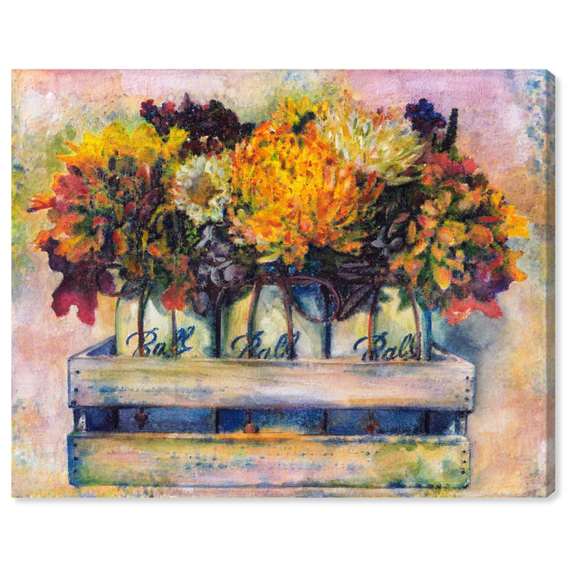 Art floral rétro Mason, Toile tendue, H 16 po x l 20 po