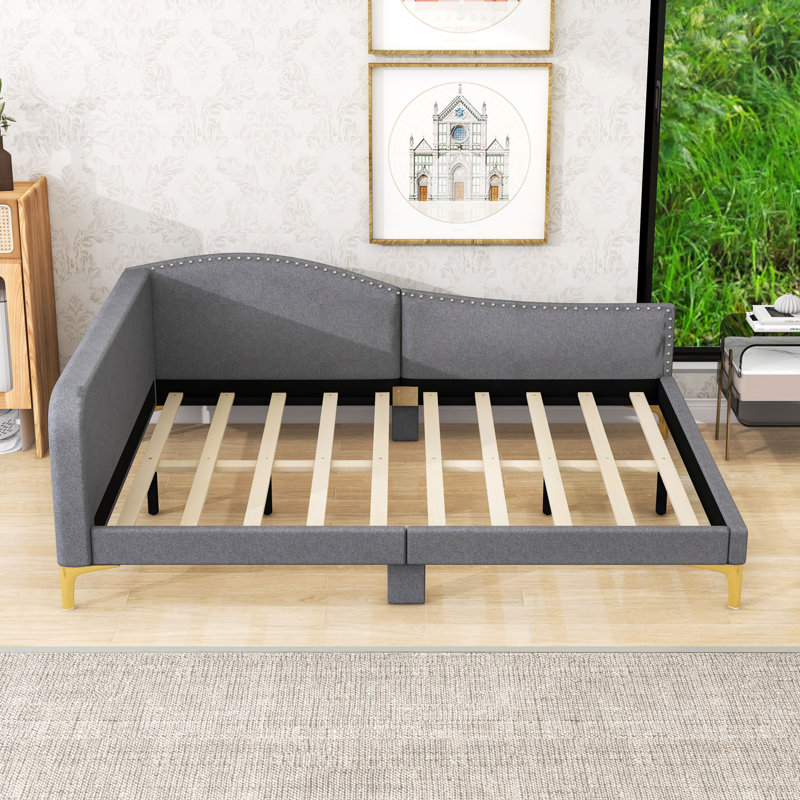 Linen Upholstered Daybed for Living Room, Gray, Full/Double