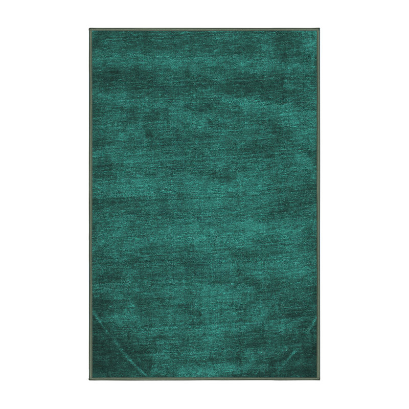 Tapis vert foncé tissé à la machine Pacuta, Rectangle 6 pi x 9 pi