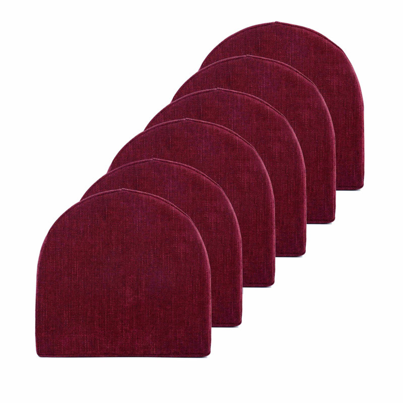 Coussins de chaise d'intérieur haute densité en mousse à mémoire de forme avec attaches, 6, Vin