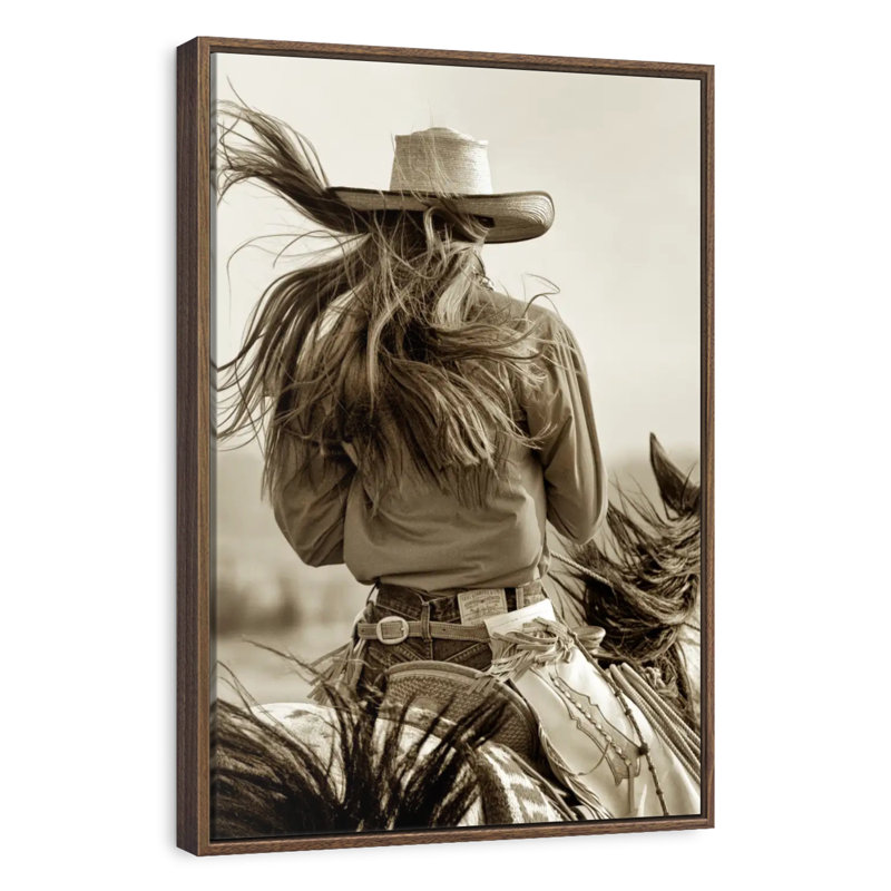 Sépia Cowgirl, Floating Frame Walnut, 27" x 40"