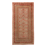 Orange Vintage Traditional Wool Rug - 4'4" x 9'