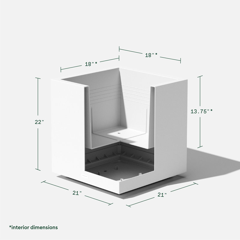 Block Series Cube Planter, White, 22.25" H x 21" W x 21" D