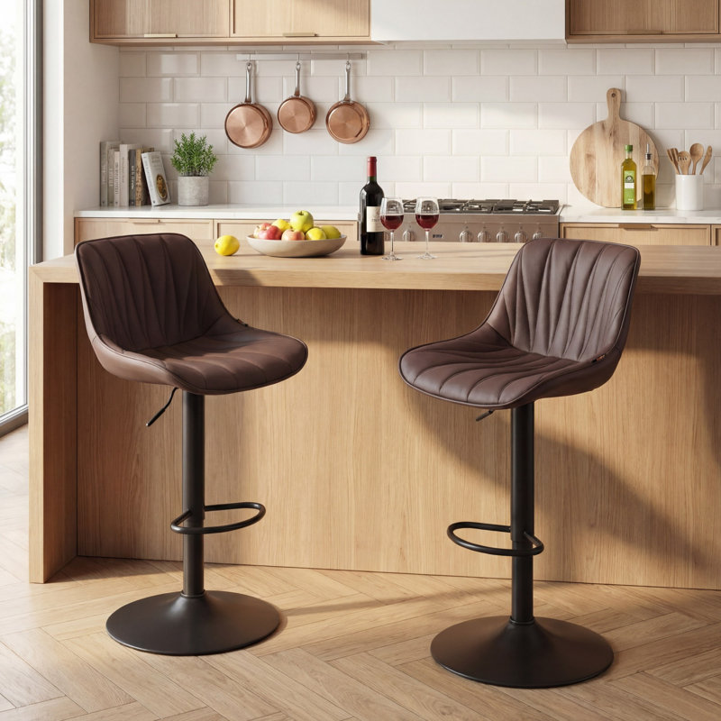 Tabourets de bar pivotants à hauteur réglable Modern, Brun