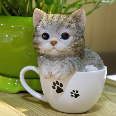 Teacup Kitten Tabby Statue
