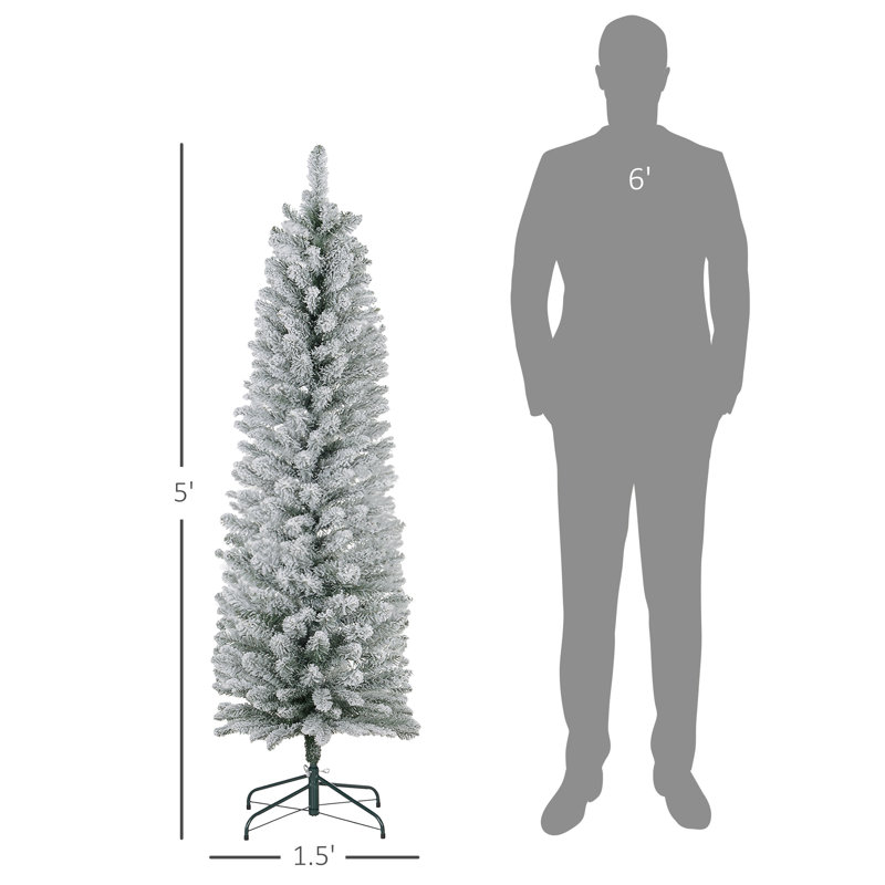 Arbre de Noël artificiel 5 pi avec 263 pointes enneigées, base en métal HOMcom