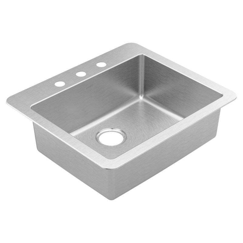 Prep 18-Gauge Stainless Steel Drop-In 25" x 22" x 8" Single Bowl Kitchen Sink with Rear Drain