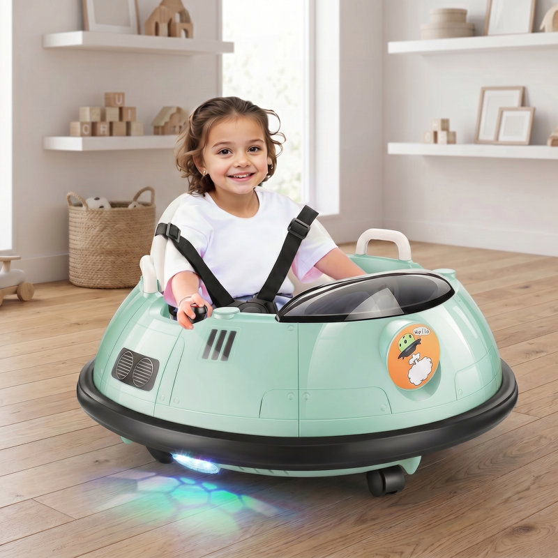 Jouet autoportant à piles pour voiture 12 volts avec télécommande, Vert