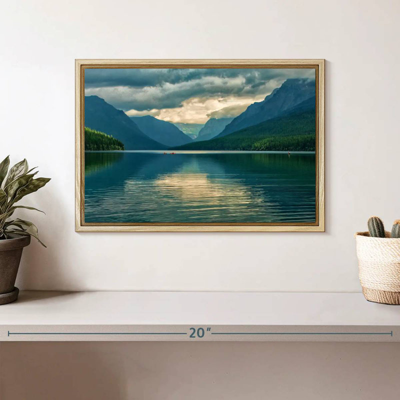 Scène du lac Glacier, Cadre flottant en bois naturel, 13 po x 9 po