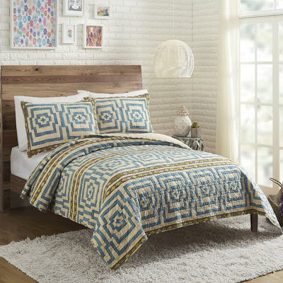 Ensemble de courtepointe hypnotique bleu 100% coton Boho