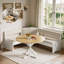 Ensemble de table et de banc d'angle extra large PAKASEPT avec rangement intégré, coussin moelleux et table ronde robuste, blanc.