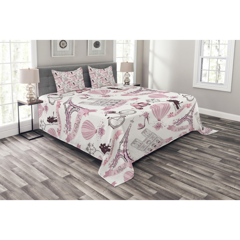 Fick Eiffel Bedspread Set with Cushion Cover, 220 x 264 cm