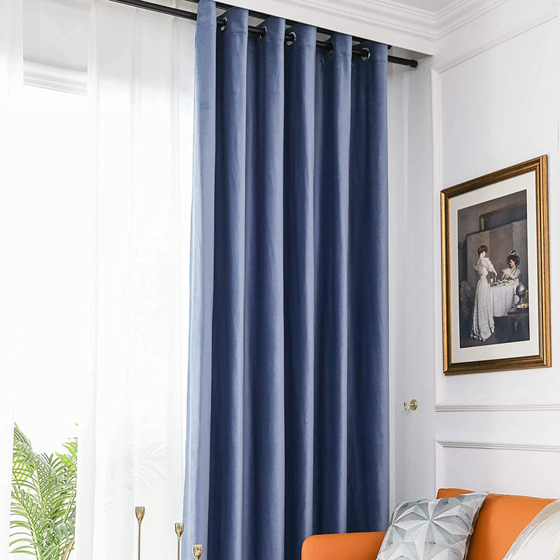 Room Darkening Curtain Pair, 52" W x 63" L, Stone Blue