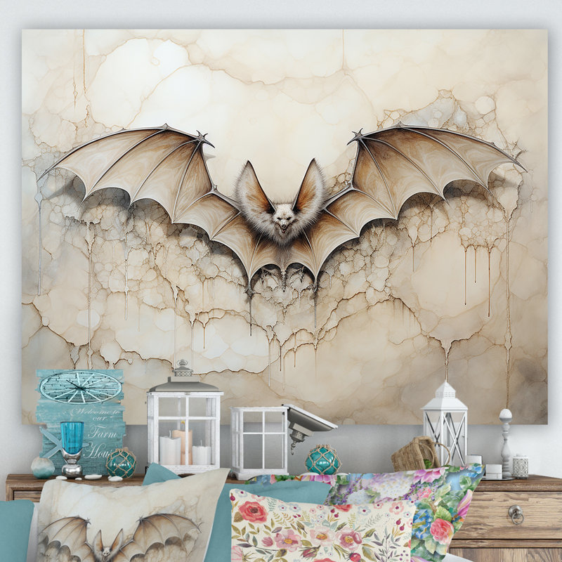 «Minimalisme Bat Open Wings I», reproduction sur toile, Toile tendue, H 34 po x l 44 po x P 1,5 po