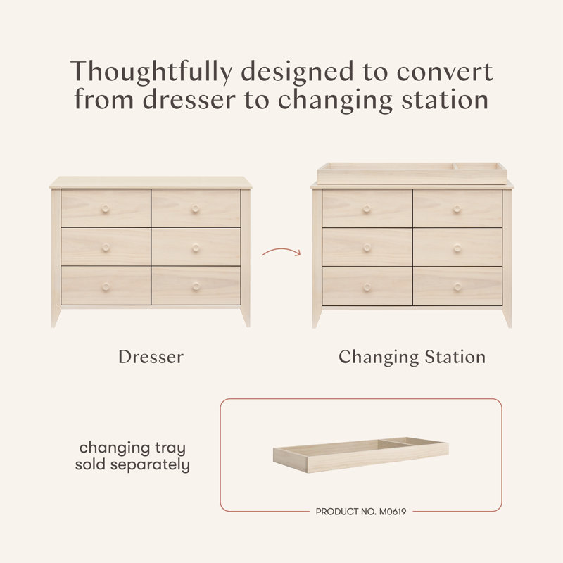 Sprout 6 Drawer Double Dresser, Washed Natural