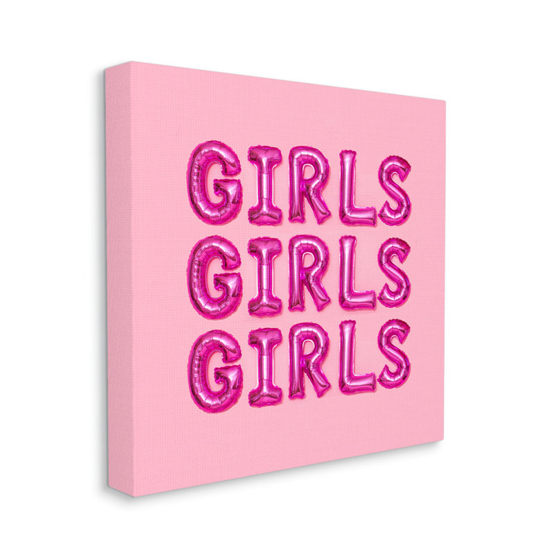 «Pink Girls Balloon Letters» par Lish Creative, H 24 po x l 24 po x P 1,5 po