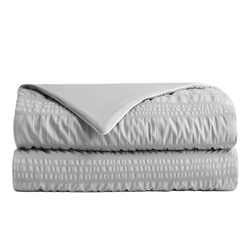 Lightweight Comforter Seersucker Summer Quilt Breathable Summer Blanket Cooling Comforter, Light Gray, Twin Comforter
