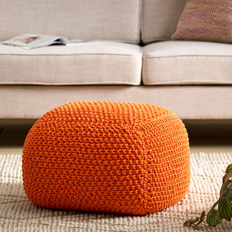 Pouf en coton Hollis, Coton orange