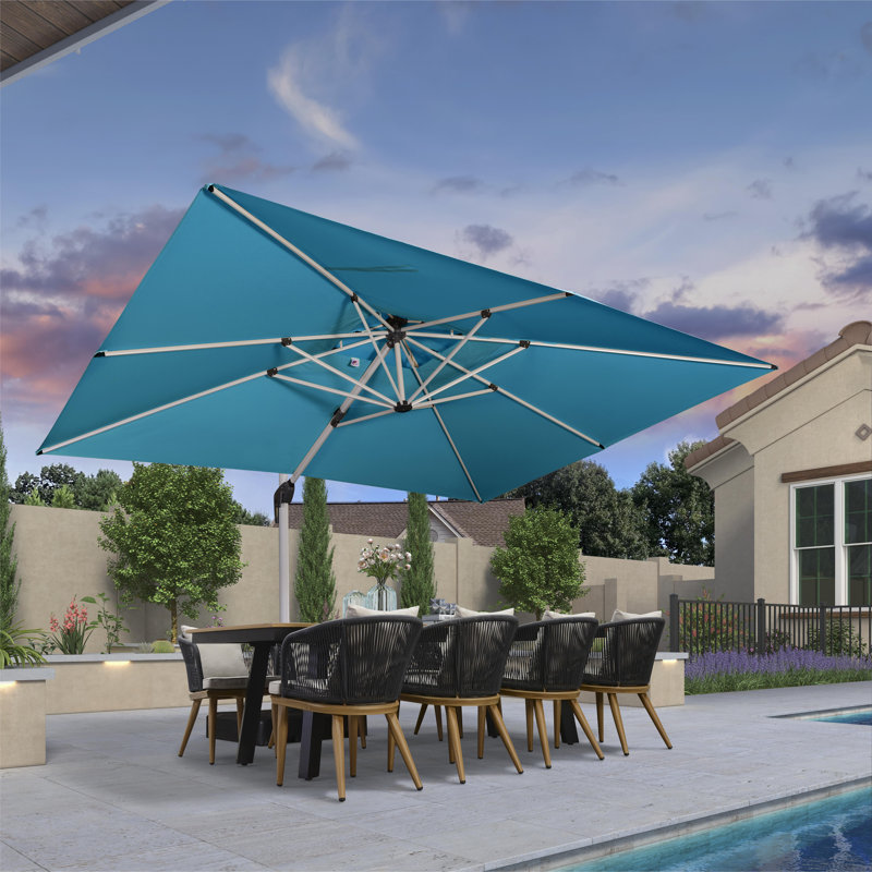 Parasol en porte-à-faux rectangulaire avec base Gira Gira, Bleu turquoise