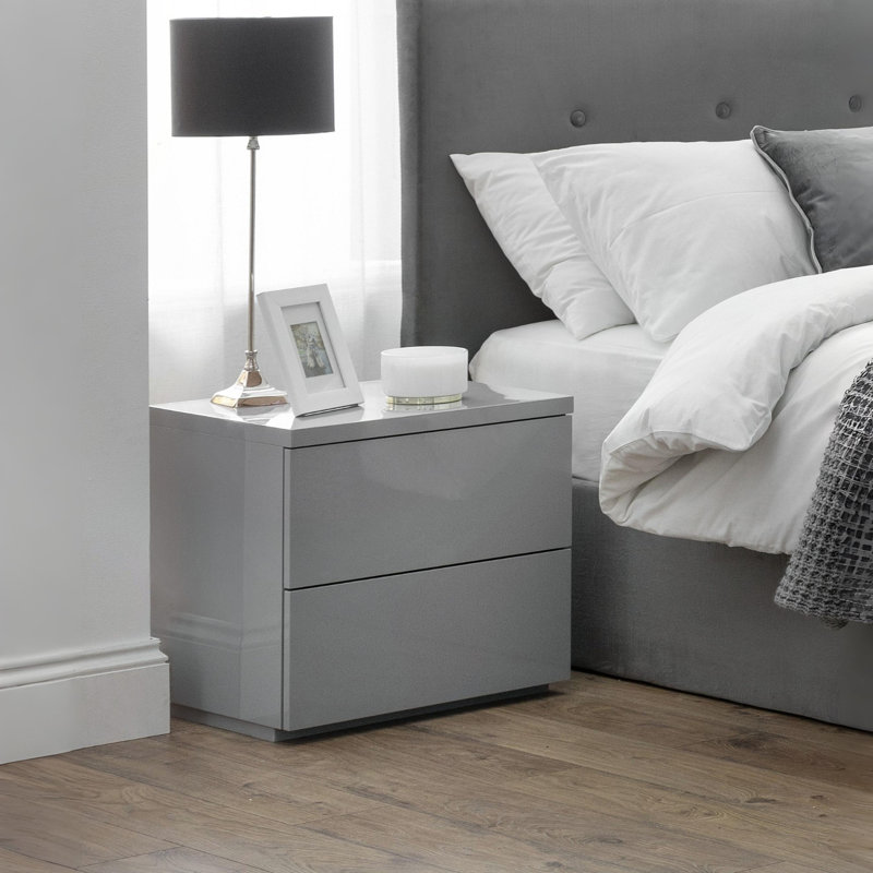 Delphinus 50cm W Manufactured Wood Bedside Table, Grey