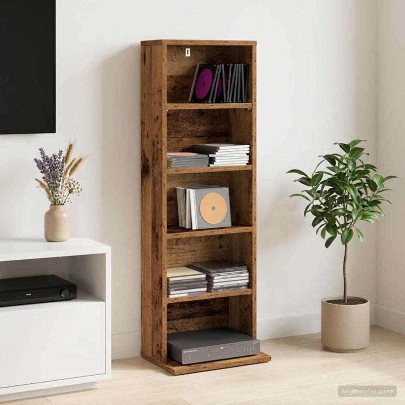 97.5 cm H Media Shelves, Old Wood