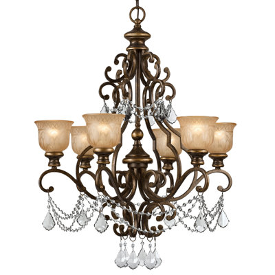 Tusten 6 - Light Shaded Classic Chandelier with Crystal Accents