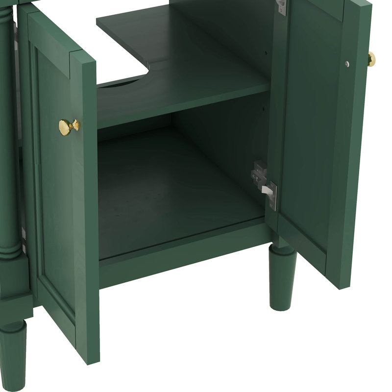 Meuble-lavabo de salle de bain sophistiqué 24 po avec lavabo supérieur à 2 niveaux avec esthétique moderne, Vert, Doré