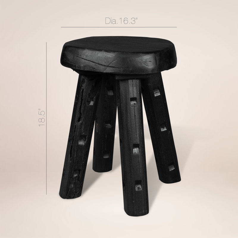 Ebonized Totem Stool (Tall) ~ Inspired by its charred, sculptural presence, this 100% reclaimed stool embodies both primal craftsmanship and modern minimalism, like a relic reborn in ebony.