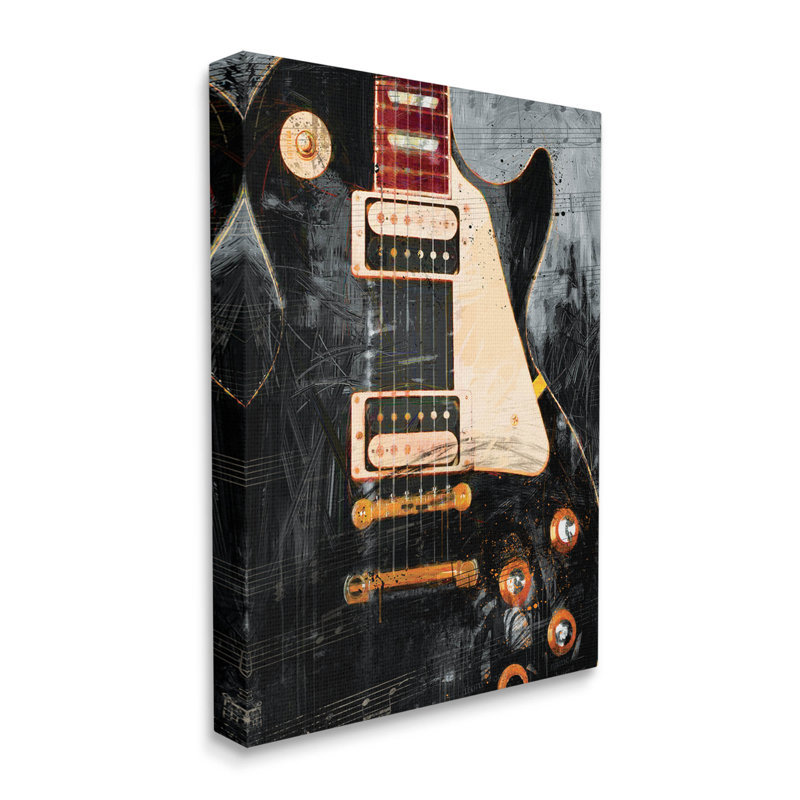 " Vintage Electric Guitar Music Notes " by Savannah Miller, 24" W x 30" H