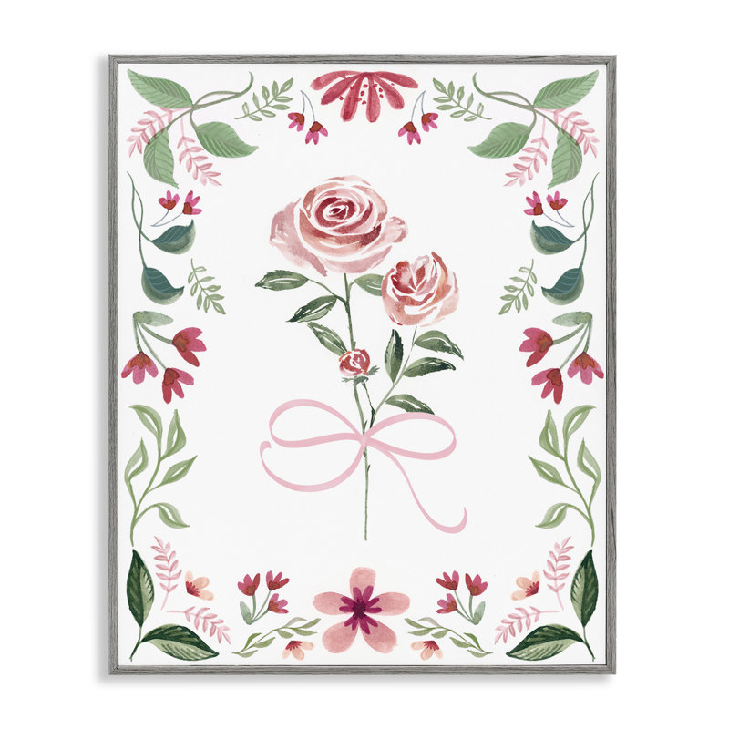 Giclée encadrée de délicates roses, design par Kristen Brockmon, H 14 po x l 11 po, Estampe numérique Farmhouse