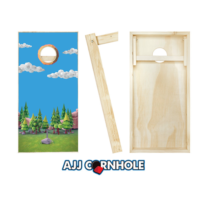 Ensemble de cornhole en bois massif avec sacs 2 'x 4', Rouge / Bleu marine