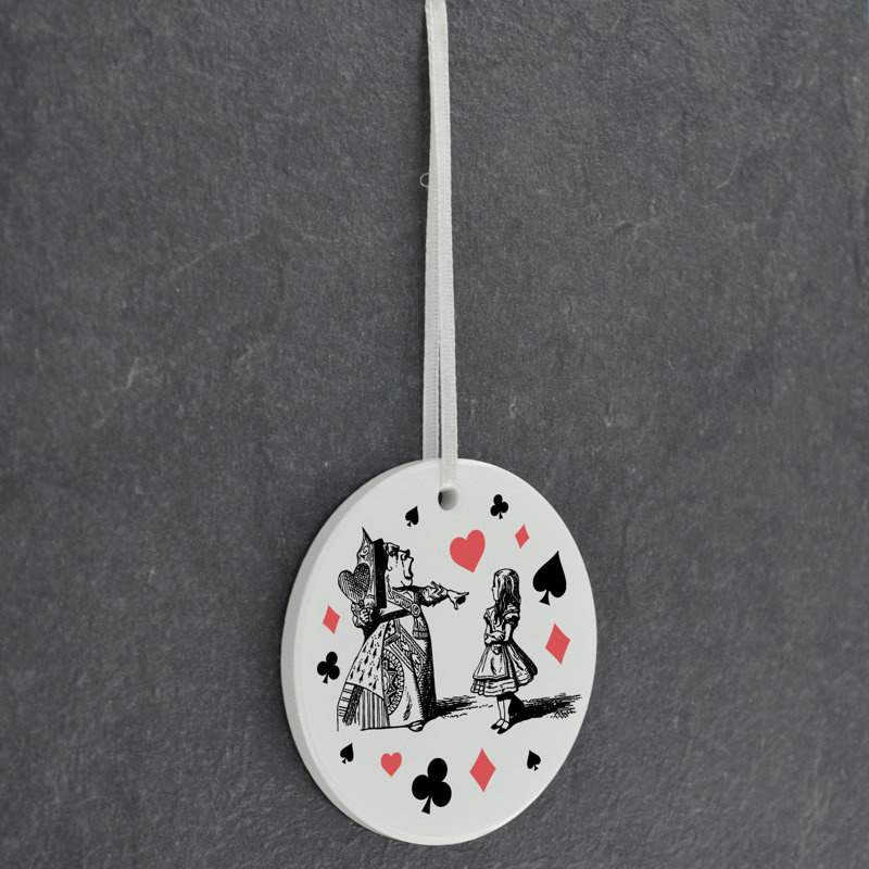 Alice and Queen of Hearts Alice In Wonderland Circle Shaped Ceramic Ornament Bauble