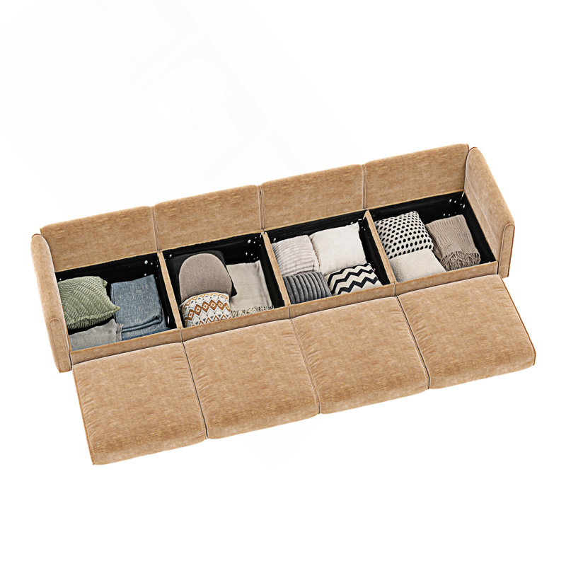 Canapé modulaire modulaire avec rangement, canapé 4 places profond et confortable