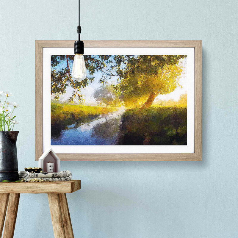 Beverley Brook River in London - Framed Print, 33cm H x 45cm W x 2cm D, Oak Framed