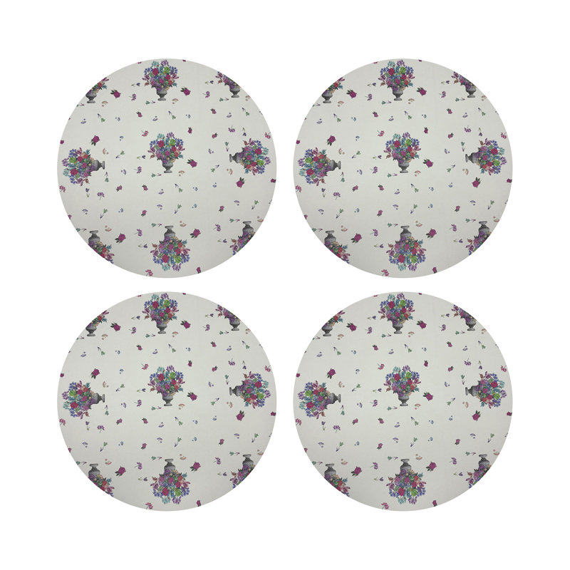Pistils Small Bouquet Vegan Leather Round Coasters