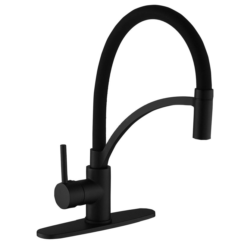 Single-Handle Pull-Down Sprayer 1 Spray High Arc Kitchen Faucet, Matte Black